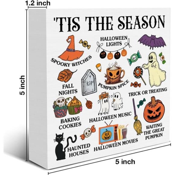 Halloween Sign Tis the Season Halloween Wooden Sign Witchy Spooky Decorations - Picture 3 of 7